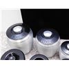 Image 5 : Lot of Kromex Stacking Canister Set x2 Grease, x2 Tea, Sugar, Flour Spun Aluminum Westbend Coffee