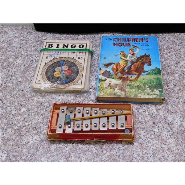 Lot of 3 Bingo Set, Xylophone, Children's Hour Uncle Arthur
