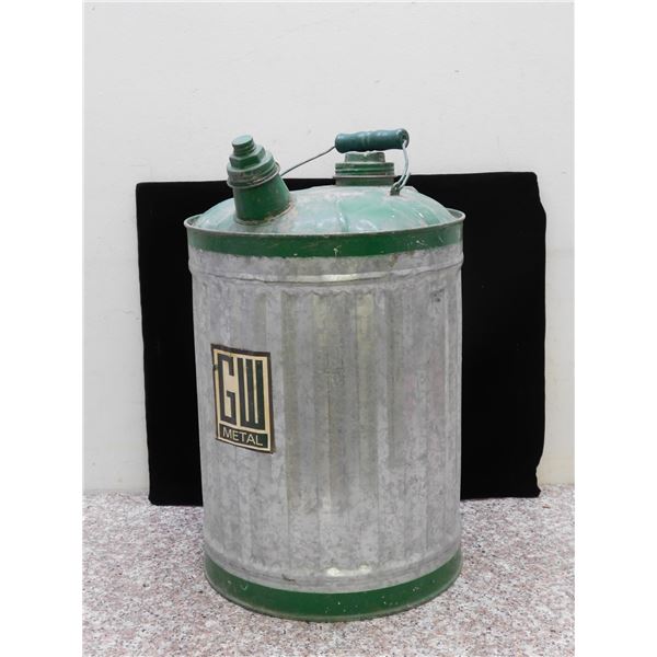 Vintage GW Metal Galvanized Steel Gas Can