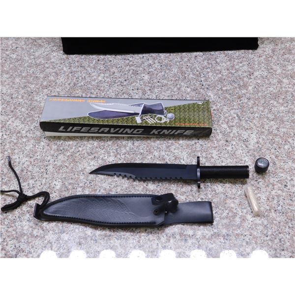 Survival Knife Rambo Style Stainless Steel Compass Match, Etc Set