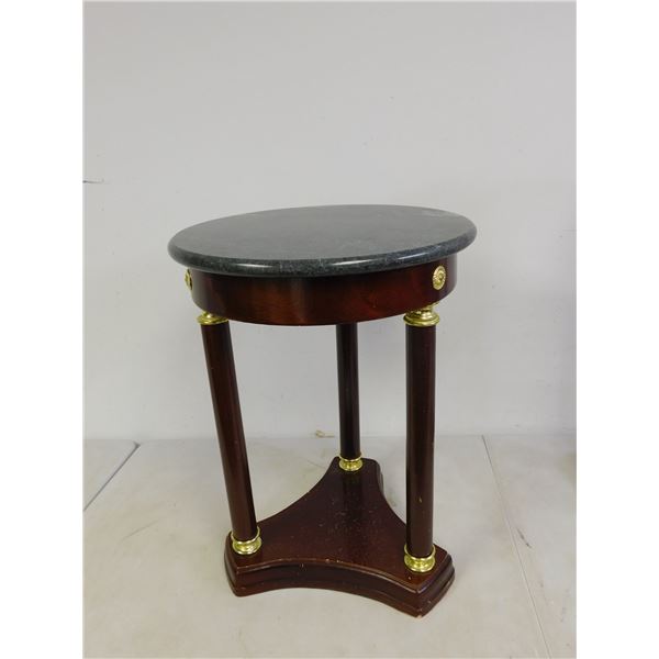 Marble Top Walnut Side Table