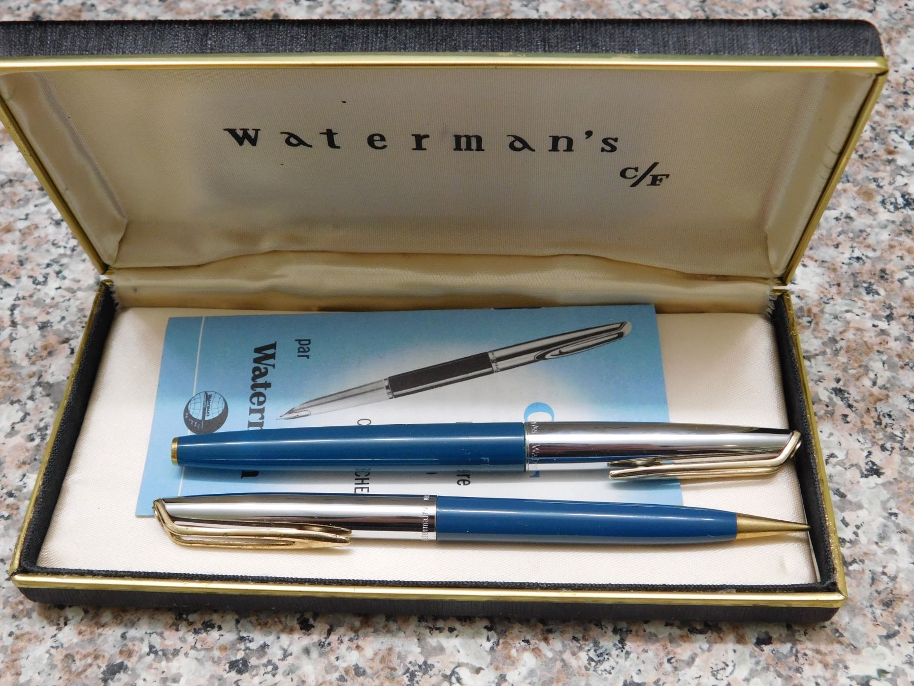 Fishman Pencil Waterman CF Fountain Pen & Pencil Set 1250 Pen has 14k Gold Tip