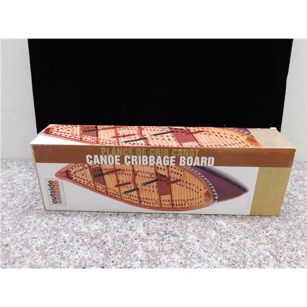 Canoe Cribbage Board Outside Inside Boxed