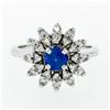 Image 4 : Vintage 14k White Gold 0.90 ctw Round Sapphire and Diamond Flower Cluster Ring