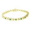 Image 1 : 14k Yellow Gold 1.87 ctw Round Brilliant Diamond & Emerald Line Tennis Bracelet