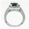 Image 7 : 14K White Gold 3.65 ctw Cushion Checkerboard Green Tourmaline & Diamond Halo Rin