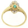 Image 4 : Petite 14k Yellow Gold .47 ctw Marquise Emerald Solitaire Round Diamond Halo Rin