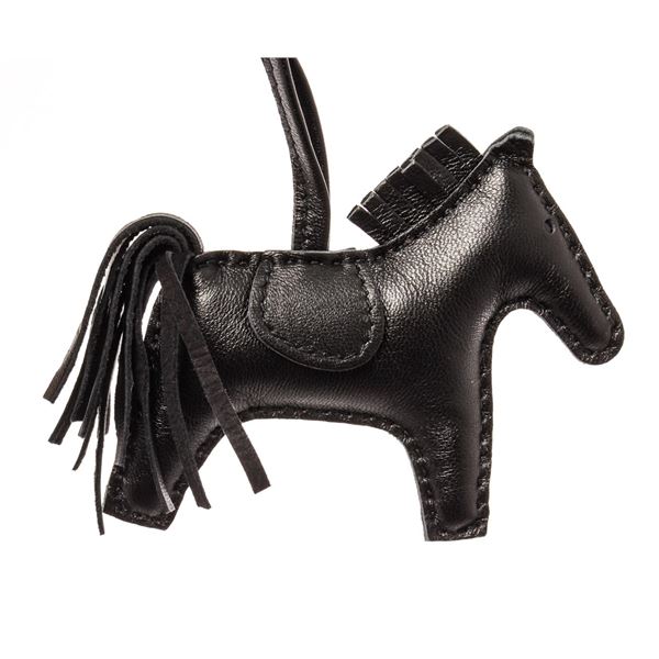 Hermes So Black Leather GriGri Rodeo Horse Bag Charm