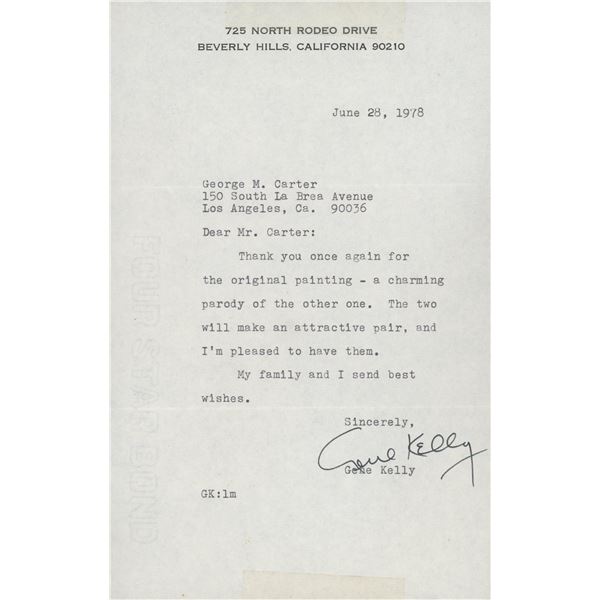 Gene Kelly signed letter