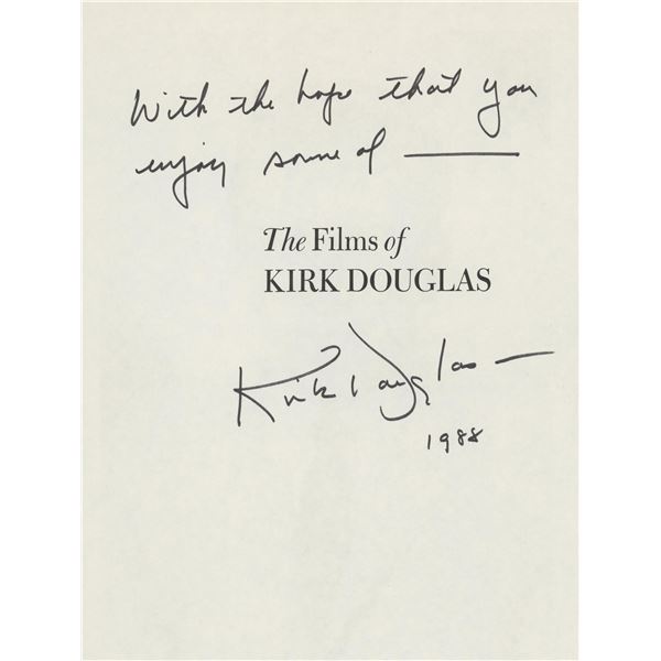 The Films of Kirk Douglas program cover autographed and inscribed by Kirk Douglas
