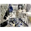 Image 2 : CONTENTS OF TABLE. FUNNELS/STRAINERS, GLASS BEAKERS, PORTABLE REFRACTOMETER, VAP INSERTS, BOXES,
