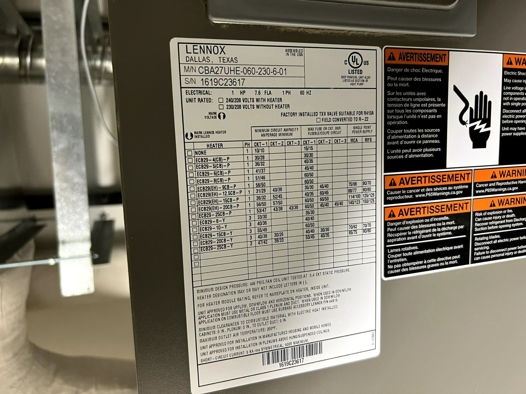 LENNOX 5 TON HEAT PUMP MODEL CBA27UHE060230601