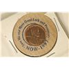 WOODEN NICKEL ENCASED 1960-D LINCOLN CENT (BU)