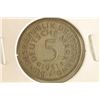 Image 1 : 1951-F GERMAN SILVER 5 MARK .2251 OZ. ASW