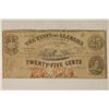 1863 STATE OF ALABAMA 25 CENTS OBSOLETE BANK