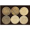 6 SWITZERLAND SILVER 1/2 FRANC COINS .0671 OZ. ASW