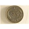 Image 2 : 1891 DENMARK SILVER 25 ORE .0467 OZ. ASW.CHRISTIAN