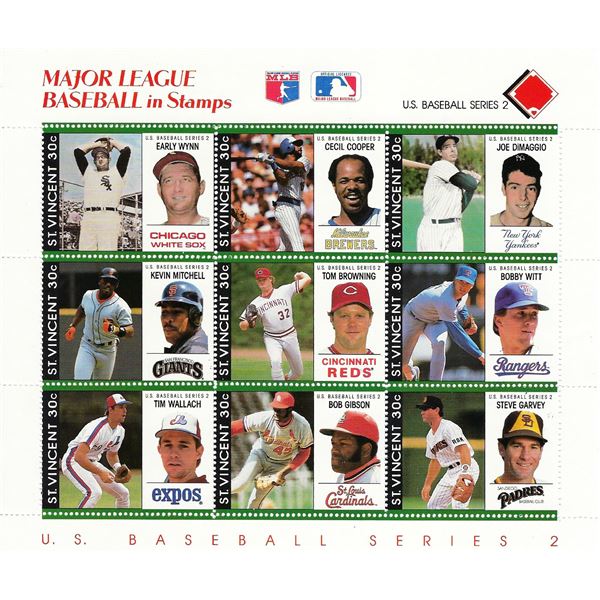 Major League Baseball - St. Vincent Commemorative Stamp Sheet