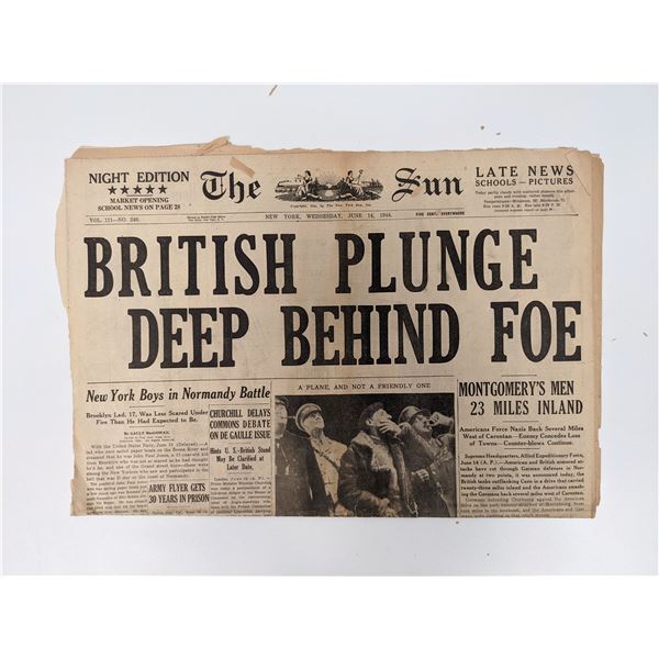 The Sun 1944 Vintage Newspaper