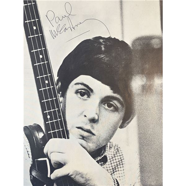 Paul McCartney signed magazine page