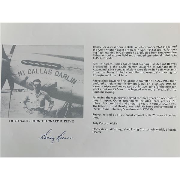 Randy Reeves Signed Bio Page