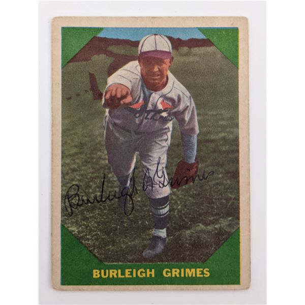 Burleigh Grimes Signed Baseball Trading Card - Fleer Baseball Greats #59 1960