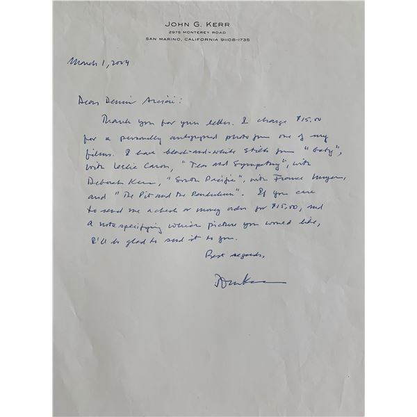 John Kerr Signed Letter