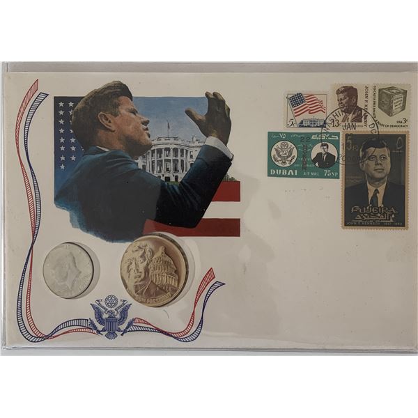 John F. Kennedy commemorative cover with coin