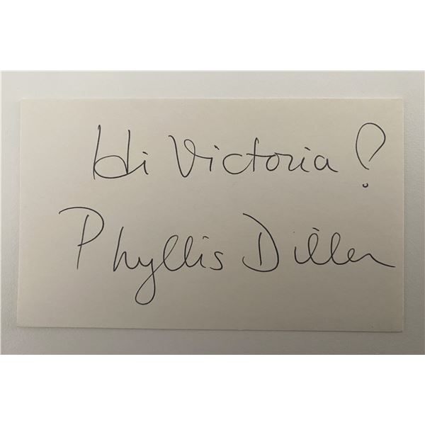 Phyllis Diller signed note