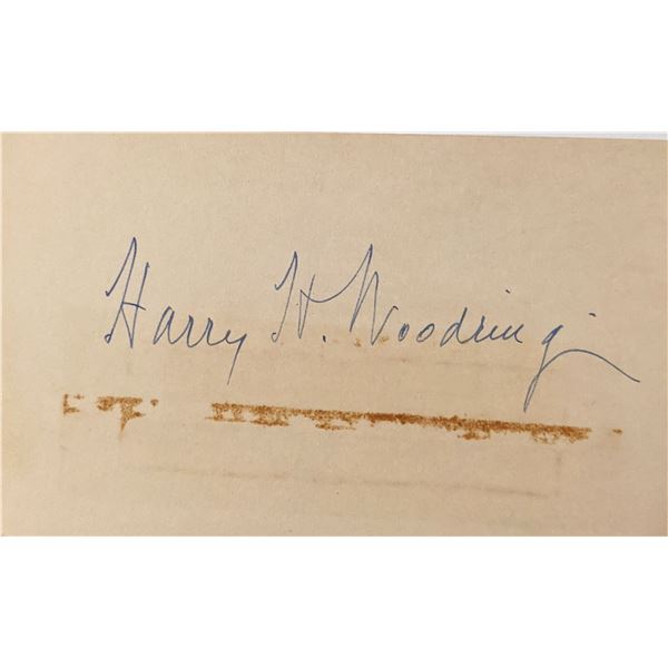 Sec. of War Cabinet Harry H. Woodring autograph