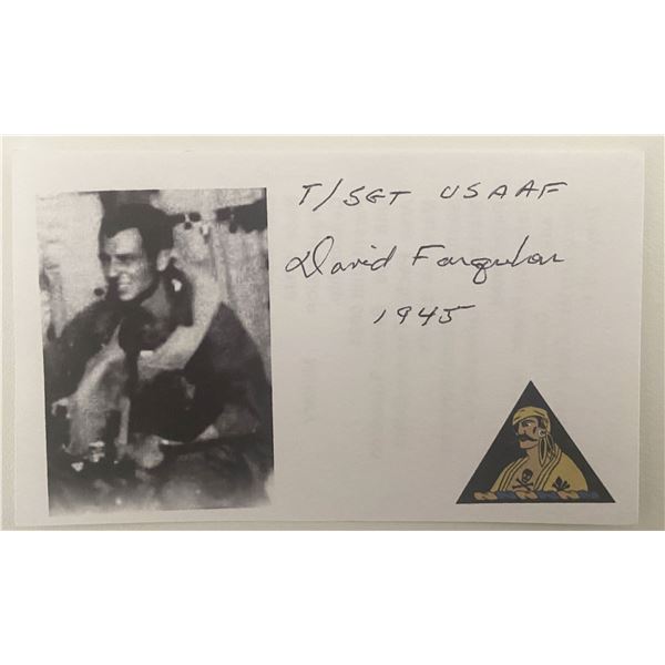 1945 WWII Sgt. David Ferguson USAAF signed photo card