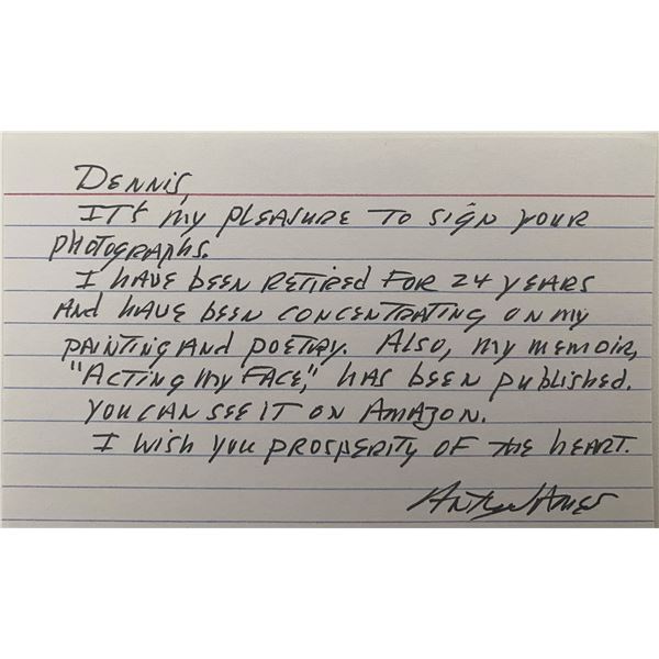 Actor Anthony James signed note