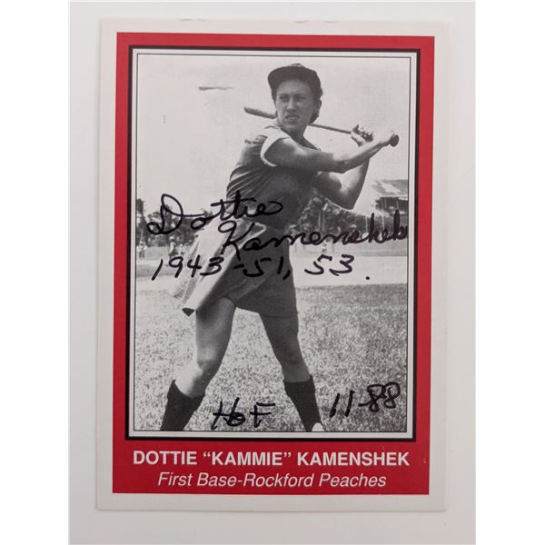 Dottie Kammie Kamenshek Signed Baseball Trading Card