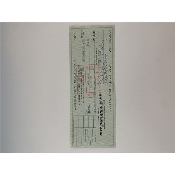 The Incredible Hulk Bill Bixby signed check
