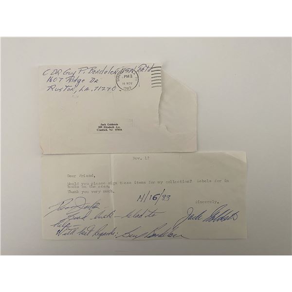 US Navy Flying Ace Guy P. Bordelon Jr. Signed Letter