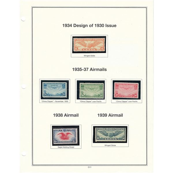 USA 1930s Airmail Stamp Sheet C19 - C24