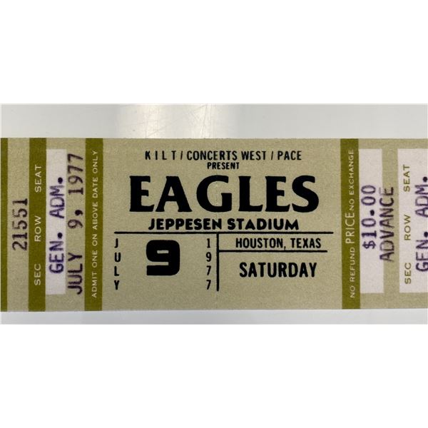 Eagles concert ticket July 9 1977 unsigned