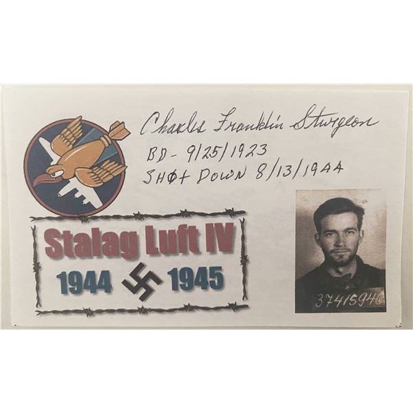 WWII USAAF P.O.W Charles F. Sturgeon signed card