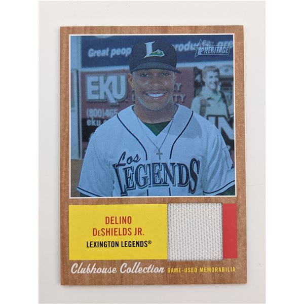 Delino DeShields Jr. Baseball Trading Card with Game Worn Jersey Swatch - Topps Clubhouse Collection