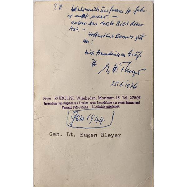 WWII Eugen Bleyer Signed Photo