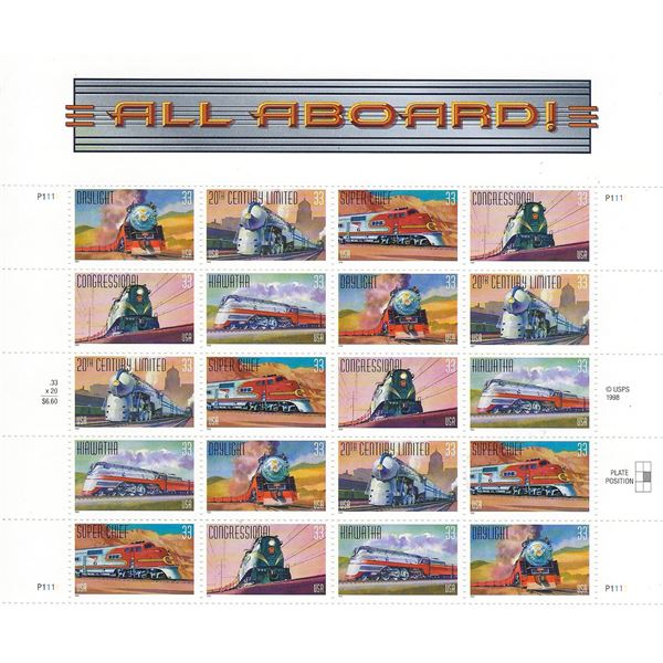 All Aboard! 20th Century American Trains Stamp Set