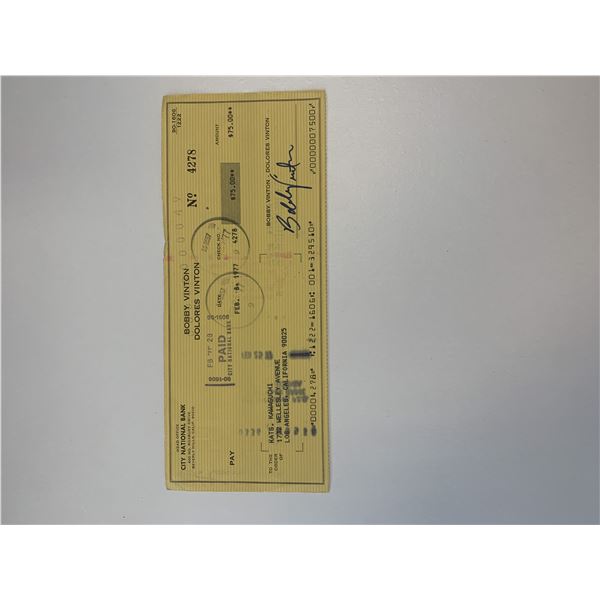 Bobby Vinton signed check