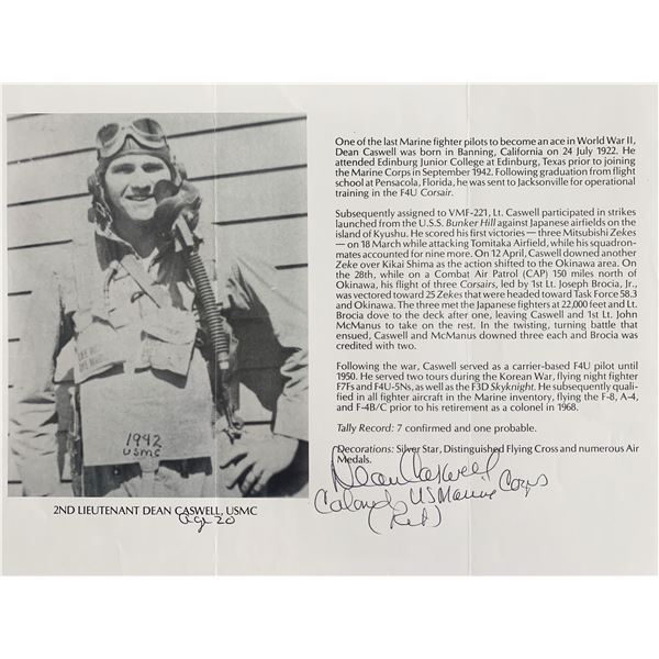 2nd Lieutenant Dean Caswell Signed Bio Page