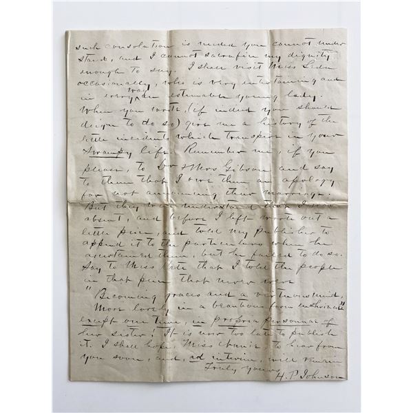 H.P. Johnson 1869 letter