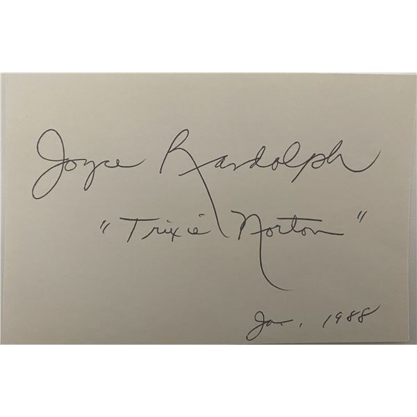 The Honeymooners Joyce Randolph original signature