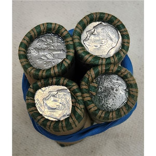 Lot of Four Rolls of American Dimes. Unchecked