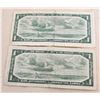 Image 3 : Lot of Two 1954 Canadian One Dollar Banknotes