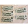Image 2 : Lot of Five  1973 Canadian One Dollar Banknotes