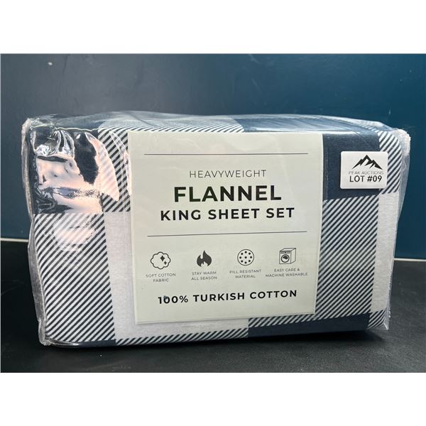 Lot of 1 Heavyweight Flannel King Sheet Set - Turkish Cotton