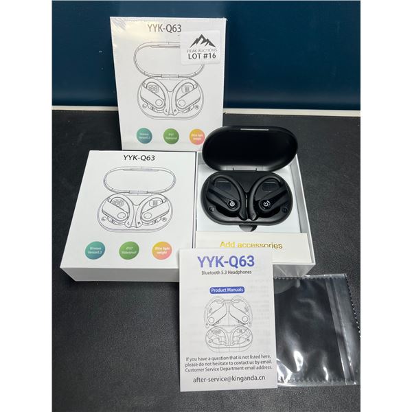 Lot of 2 YYK-Q63 True Wireless Bluetooth Earbuds - 72HR Playtime, Mic, & LED Display